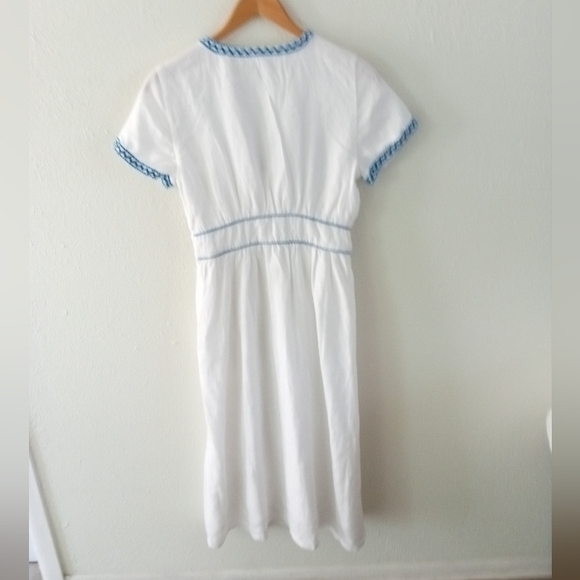 J. CREW 100% Linen Embroidered Midi Dress | 4 - Picture 8 of 11